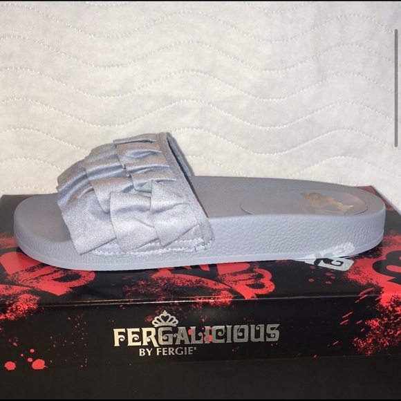 Fergalicious Blue Slip On sandals Size 6 NIB - Picture 3 of 7